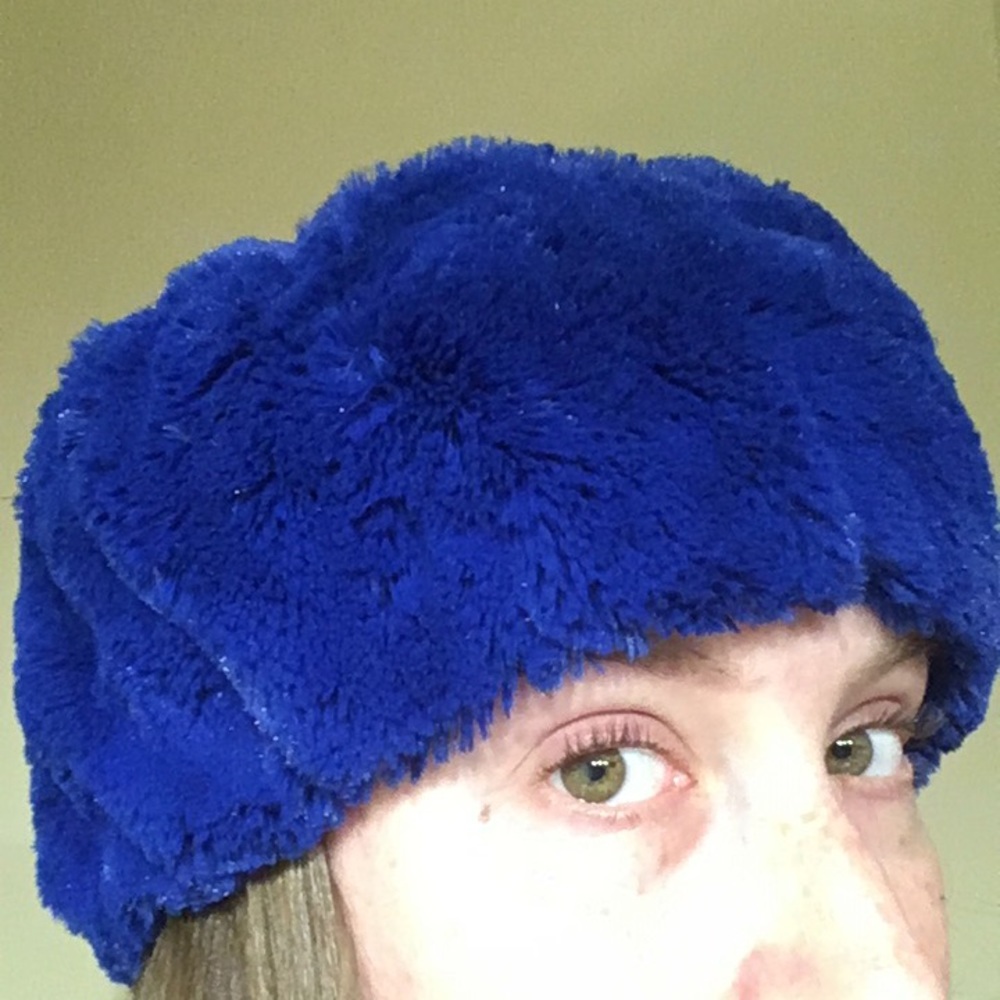 Faux Smurf Blue Fur Russian Mushroom Style Hat